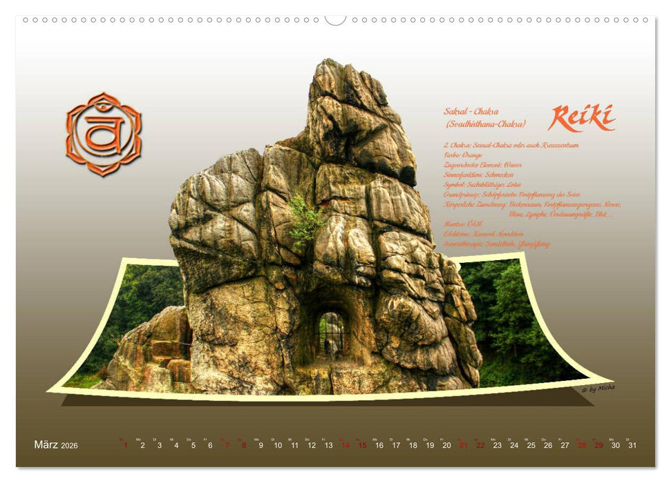 REIKI - Chakren und Lebensregeln (CALVENDO Wandkalender 2026)