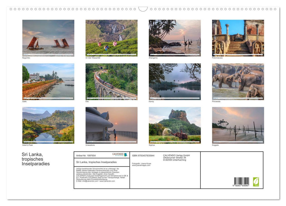 Sri Lanka, tropisches Inselparadies (CALVENDO Wandkalender 2026)