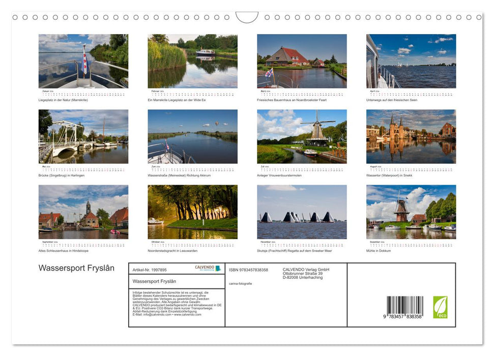 Wassersport Fryslân (CALVENDO Wandkalender 2026)