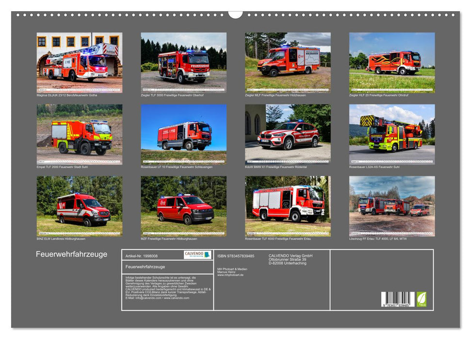 Feuerwehrfahrzeuge (CALVENDO Wandkalender 2026)