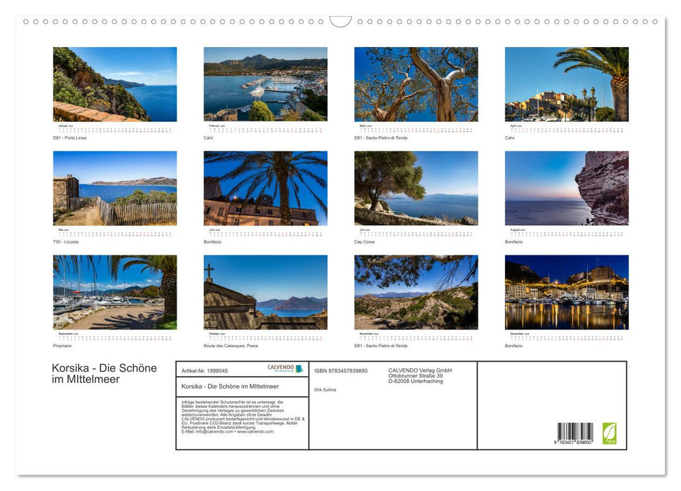 Korsika - Die Schöne im MIttelmeer (CALVENDO Wandkalender 2026)
