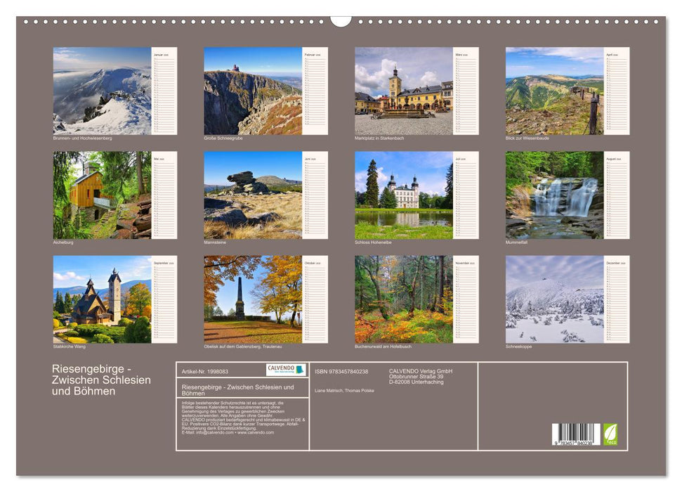Riesengebirge - Zwischen Schlesien und Böhmen (CALVENDO Wandkalender 2026)