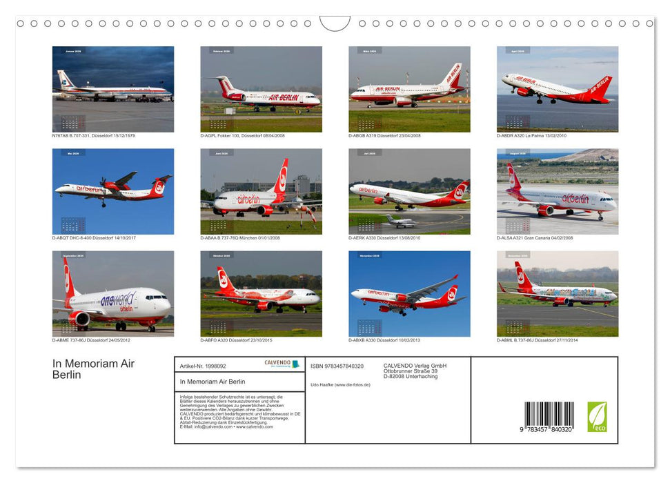 In Memoriam Air Berlin (CALVENDO Wandkalender 2026)
