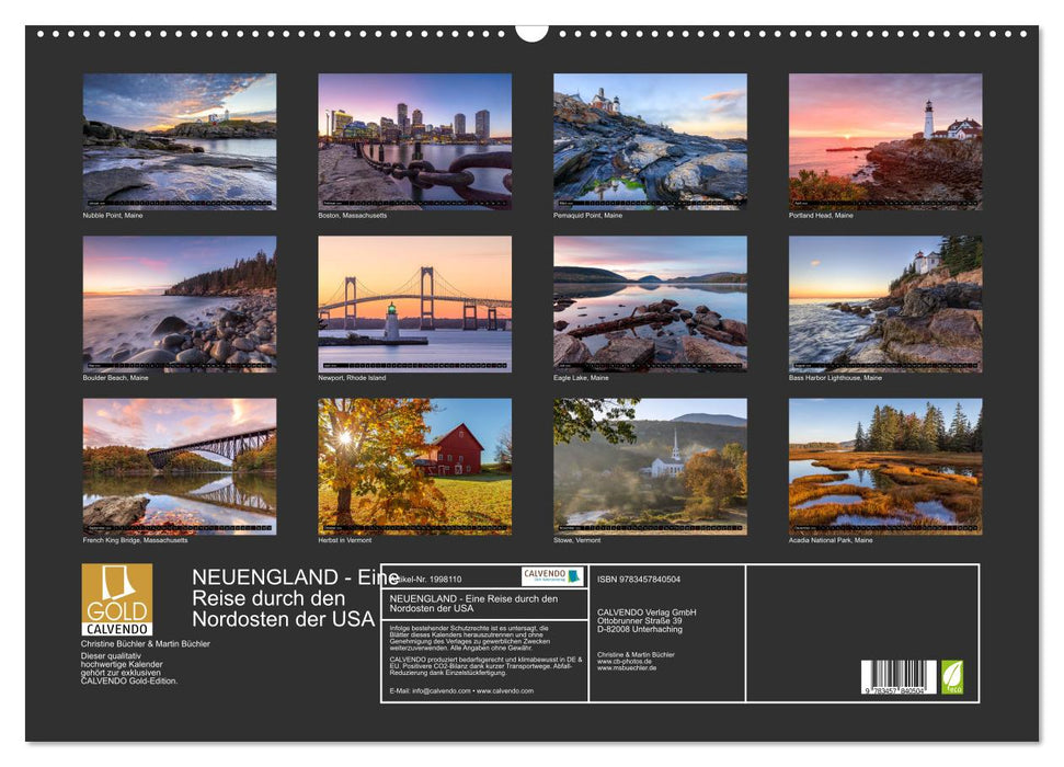 NEUENGLAND - Eine Reise durch den Nordosten der USA (CALVENDO Wandkalender 2026)