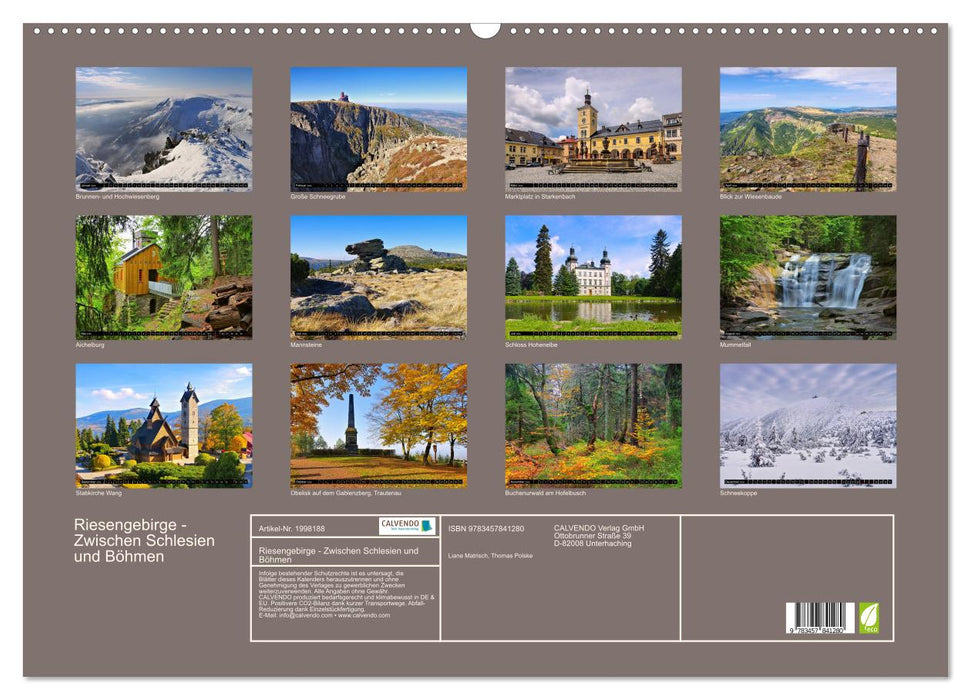Riesengebirge - Zwischen Schlesien und Böhmen (CALVENDO Wandkalender 2026)