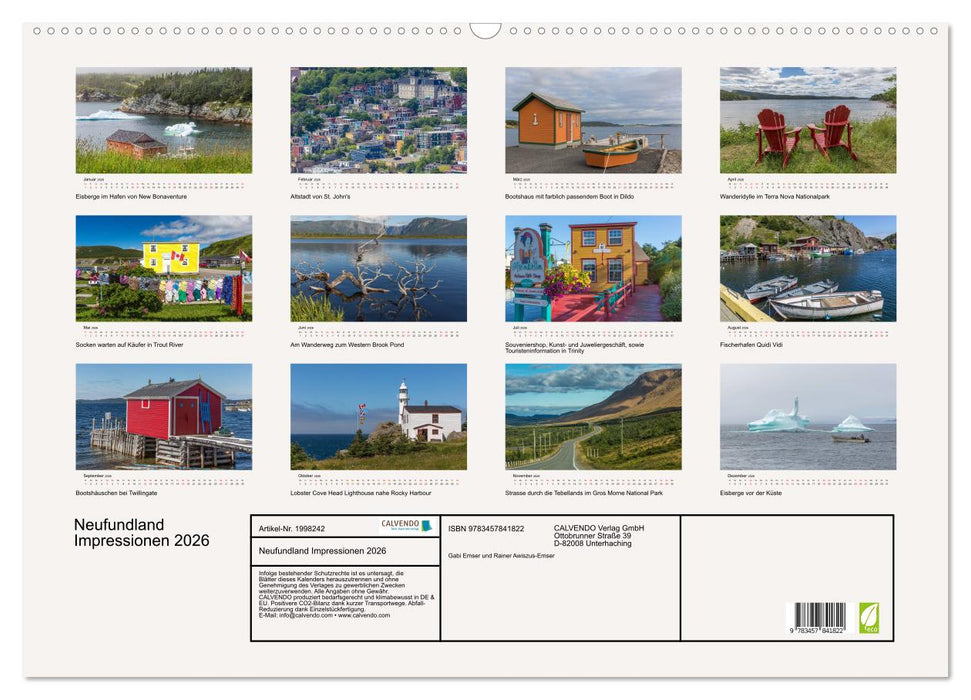 Neufundland Impressionen 2026 (CALVENDO Wandkalender 2026)
