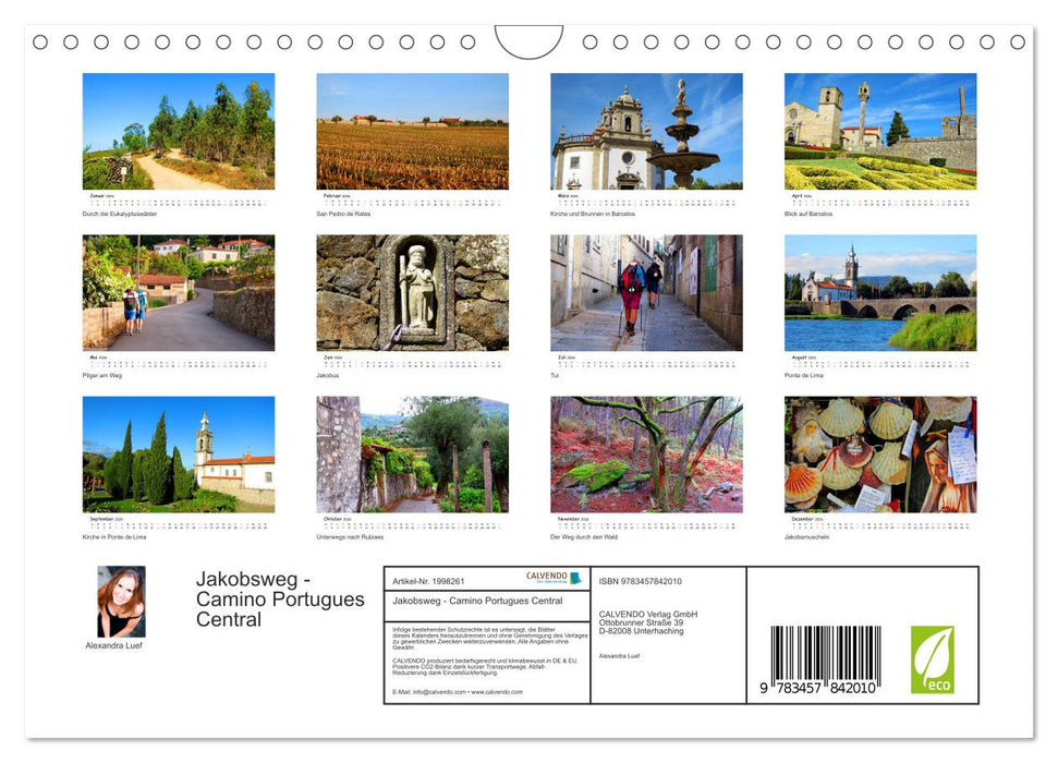 Jakobsweg - Camino Portugues Central (CALVENDO Wandkalender 2026)