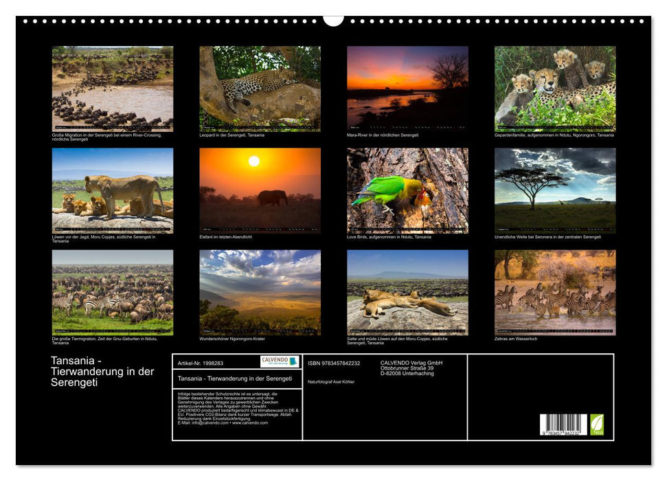Tansania - Tierwanderung in der Serengeti (CALVENDO Wandkalender 2026)