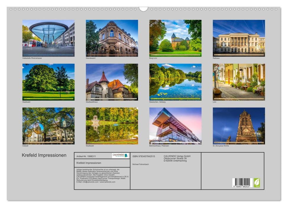 Krefeld Impressionen (CALVENDO Wandkalender 2026)