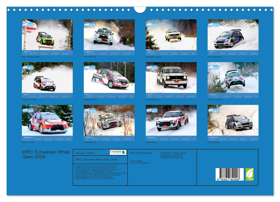 WRC Schweden White Open 2026 (CALVENDO Wandkalender 2026)