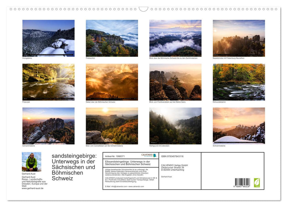 Elbsandsteingebirge: Unterwegs in der Sächsischen und Böhmischen Schweiz (CALVENDO Wandkalender 2026)