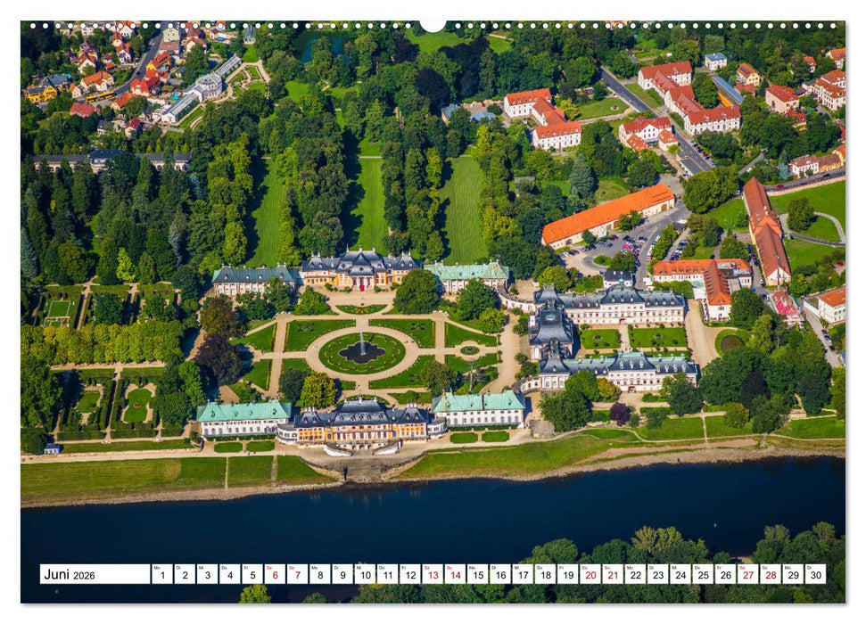 Sachsens Glanz - historische Höhepunkte aus der Vogelperspektive (CALVENDO Wandkalender 2026)