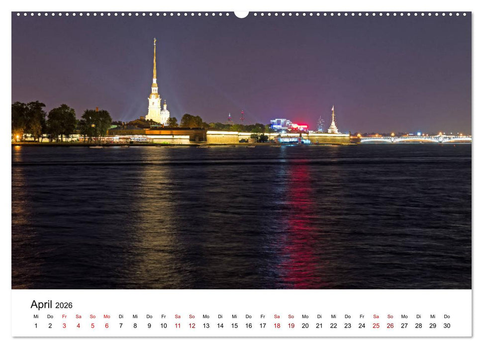 St. Petersburg bei Nacht (CALVENDO Wandkalender 2026)