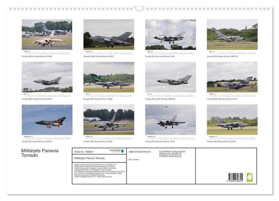 Militärjets Panavia Tornado (CALVENDO Wandkalender 2026)