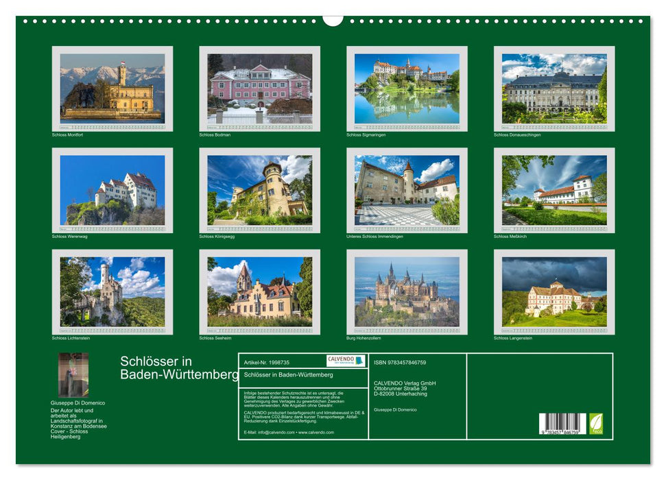 Schlösser in Baden-Württemberg (CALVENDO Wandkalender 2026)