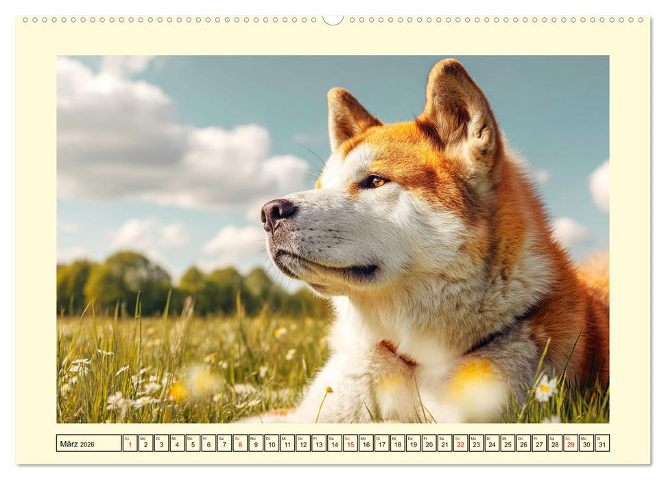 Akita Inu in der Natur. Japans edle und sanfte Schönheit (CALVENDO Wandkalender 2026)