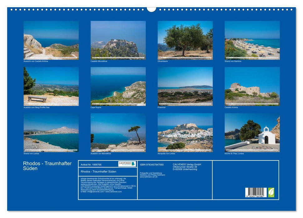 Rhodos - Traumhafter Süden (CALVENDO Wandkalender 2026)