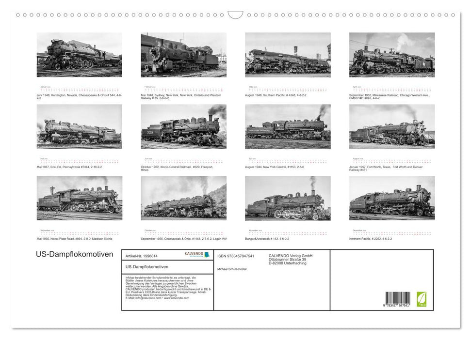 US-Dampflokomotiven (CALVENDO Wandkalender 2026)