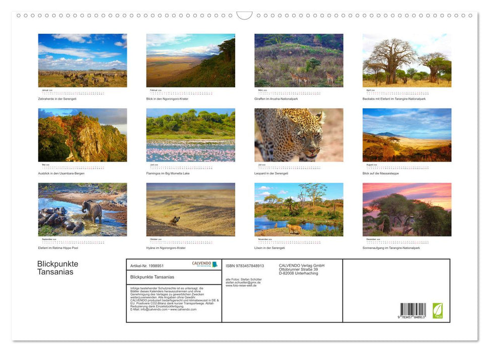 Blickpunkte Tansanias (CALVENDO Wandkalender 2026)