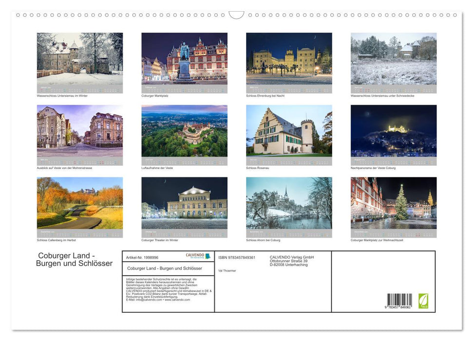 Coburger Land - Burgen und Schlösser (CALVENDO Wandkalender 2026)