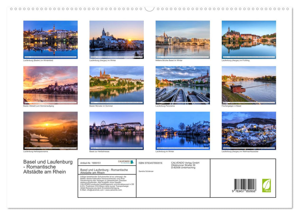 Basel und Laufenburg - Romantische Altstädte am Rhein (CALVENDO Wandkalender 2026)