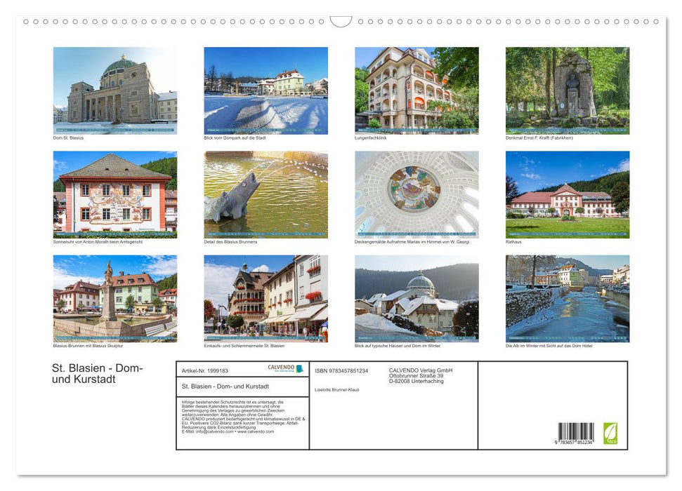 St. Blasien - Dom- und Kurstadt (CALVENDO Wandkalender 2026)