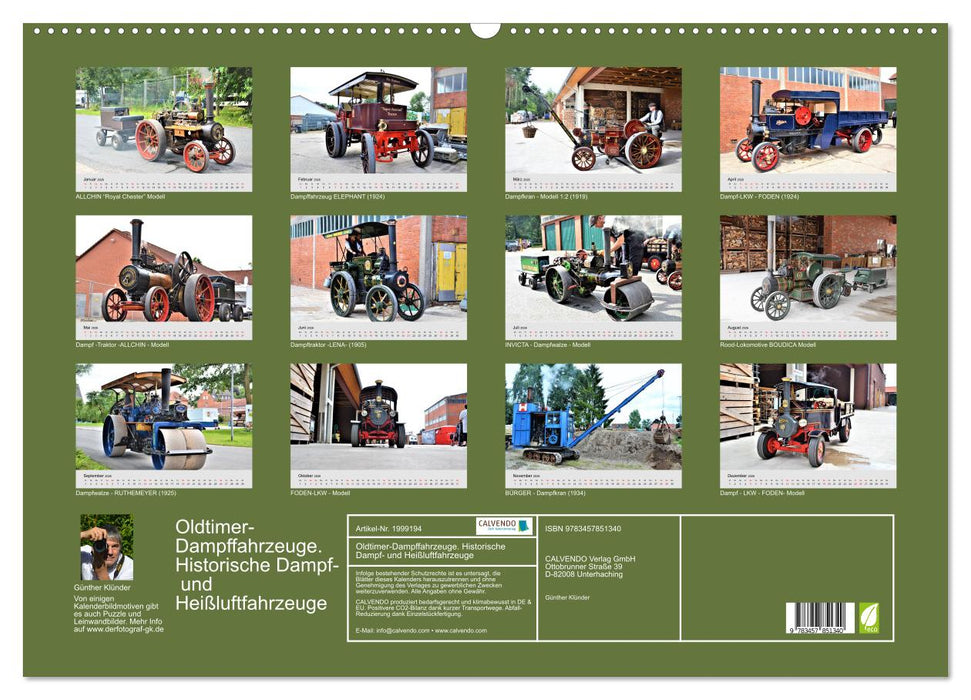Oldtimer-Dampffahrzeuge. Historische Dampf- und Heißluftfahrzeuge (CALVENDO Wandkalender 2026)