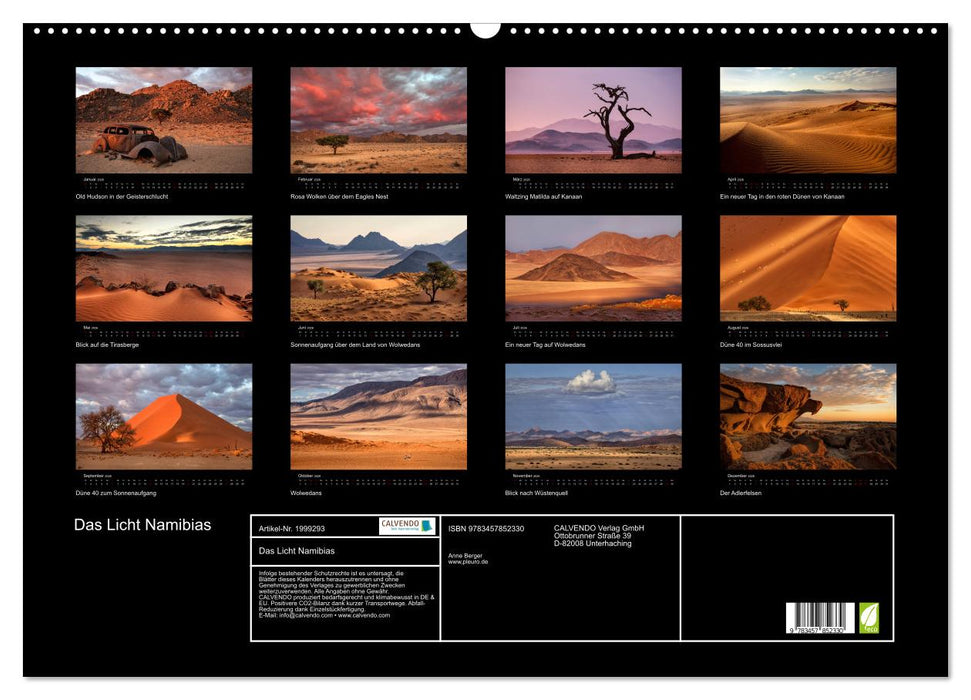 Das Licht Namibias (CALVENDO Wandkalender 2026)