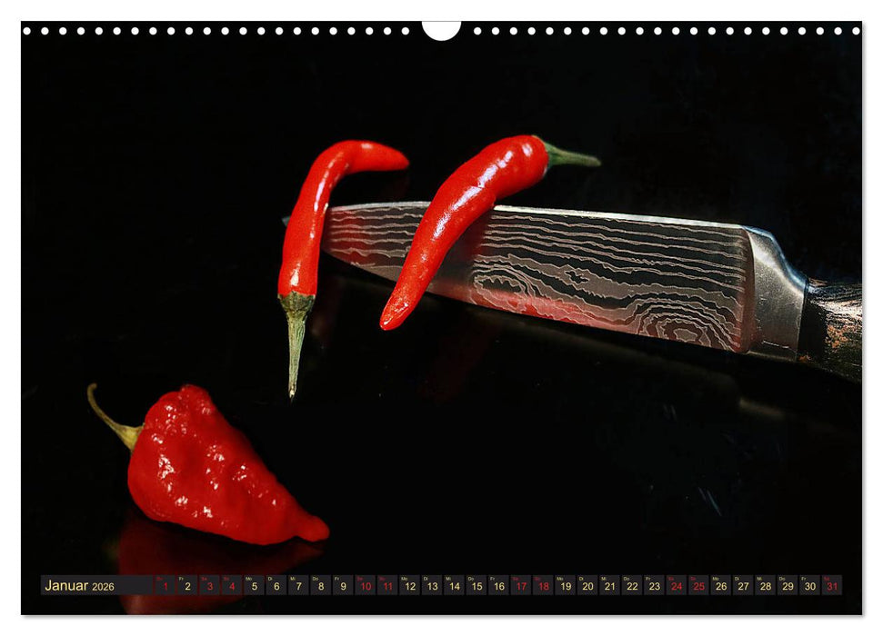 Scharfe Chili Fantasien - Creative Food Design (CALVENDO Wandkalender 2026)