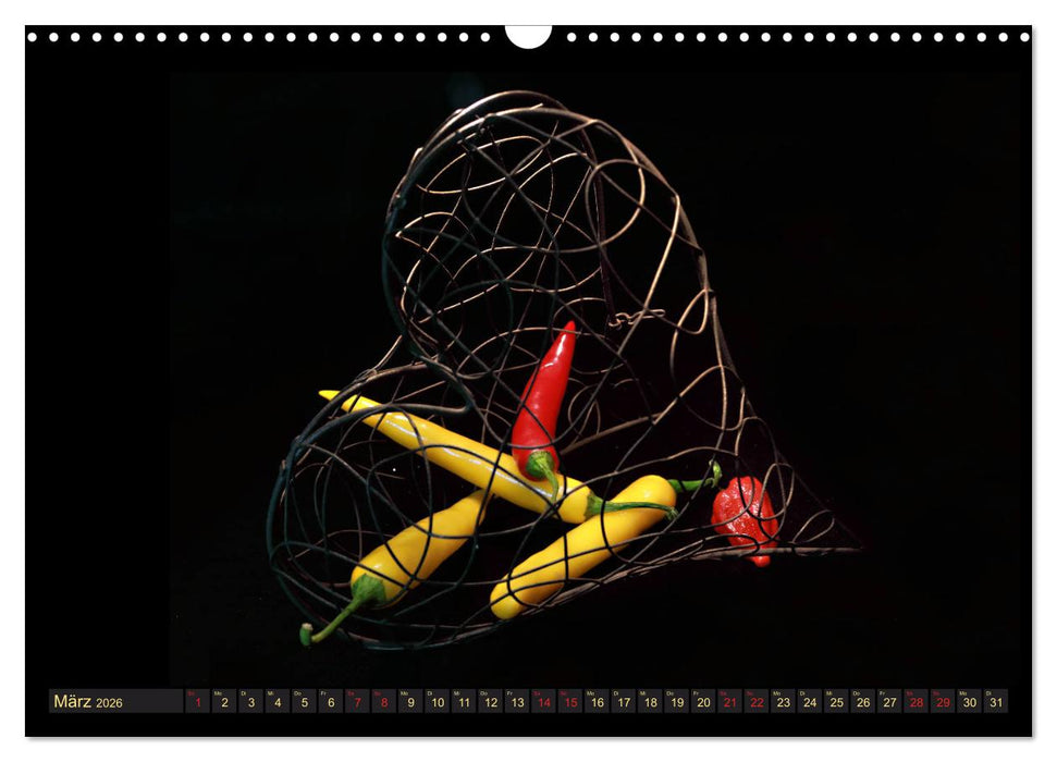 Scharfe Chili Fantasien - Creative Food Design (CALVENDO Wandkalender 2026)
