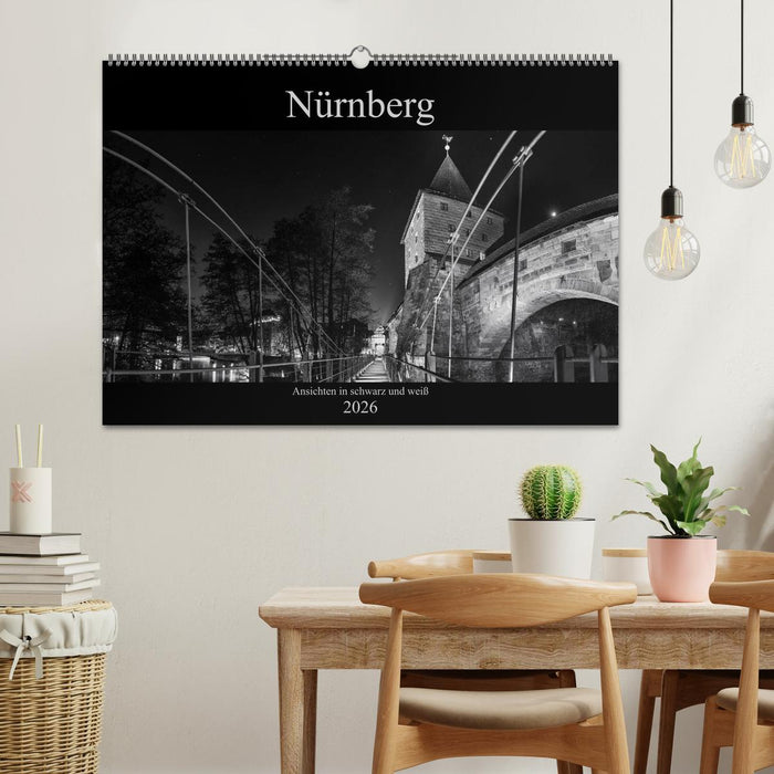 Nürnberg - Ansichten in schwarz und weiß (CALVENDO Wandkalender 2026)