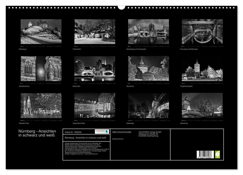 Nürnberg - Ansichten in schwarz und weiß (CALVENDO Wandkalender 2026)