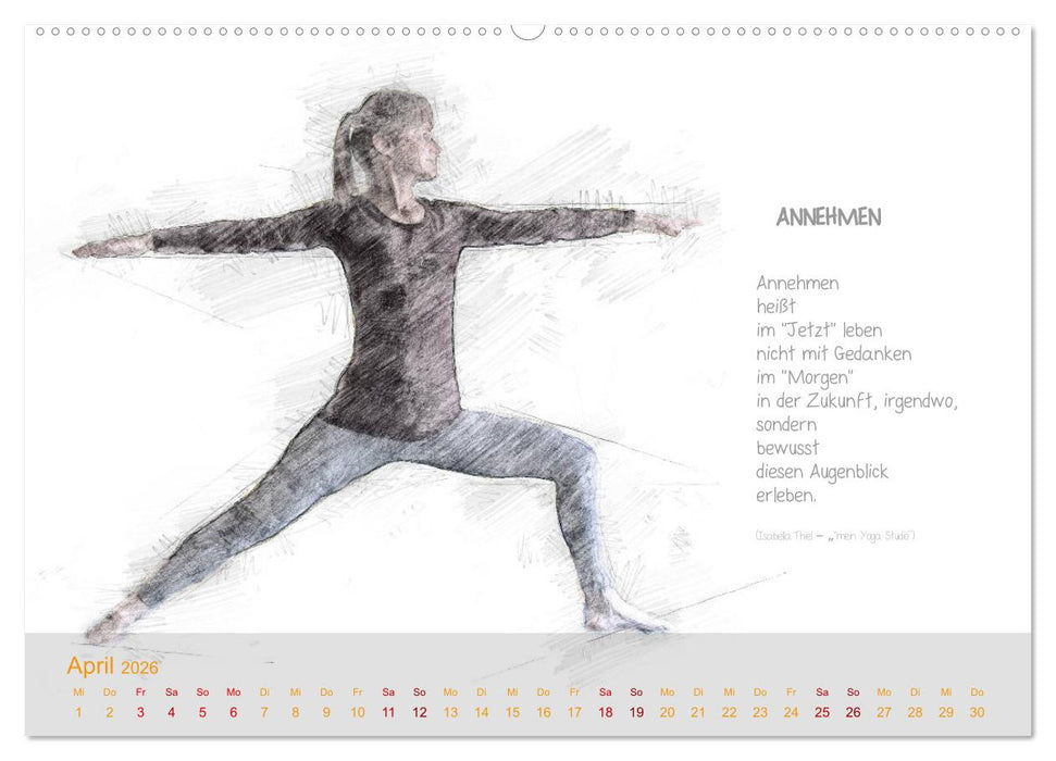 YOGA Inspirationen mit Texten zum Nachdenken (CALVENDO Wandkalender 2026)