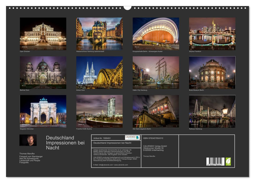 Deutschland Impressionen bei Nacht (CALVENDO Wandkalender 2026)