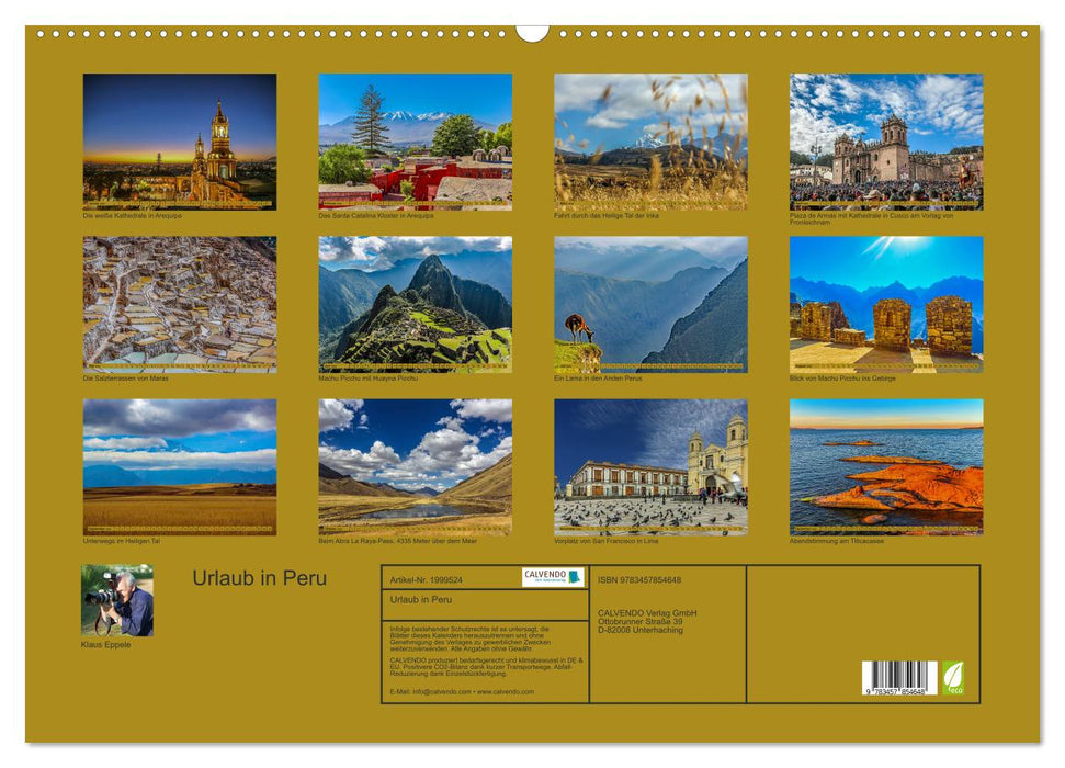 Urlaub in Peru (CALVENDO Wandkalender 2026)