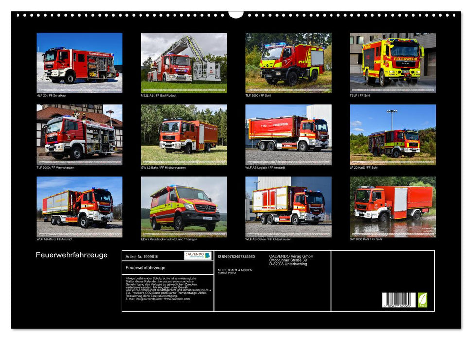 Feuerwehrfahrzeuge (CALVENDO Wandkalender 2026)
