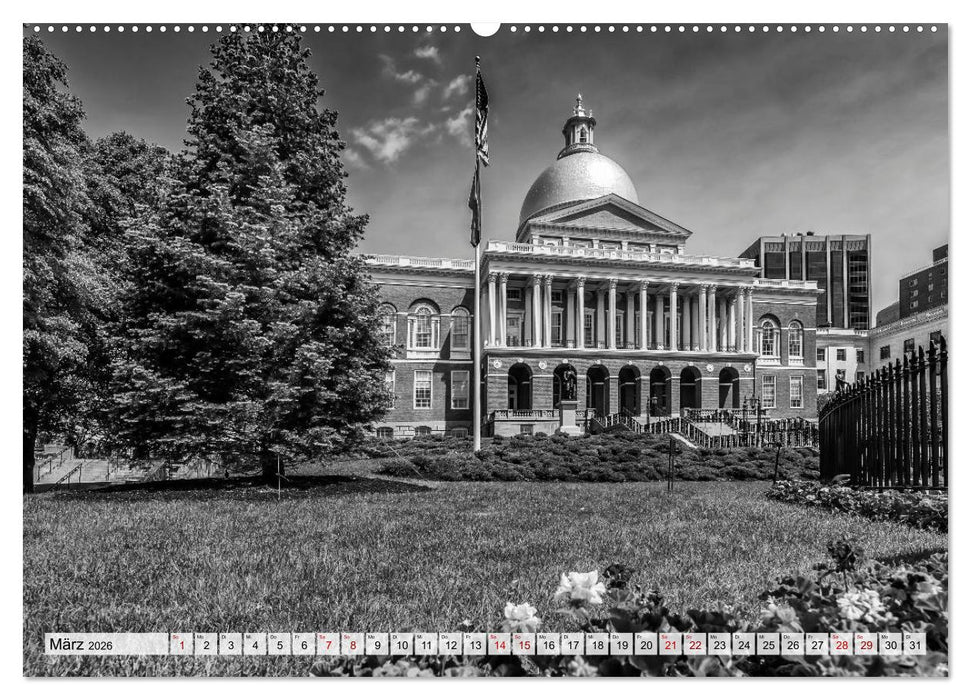 BOSTON Monochrome Stadtansichten (CALVENDO Wandkalender 2026)