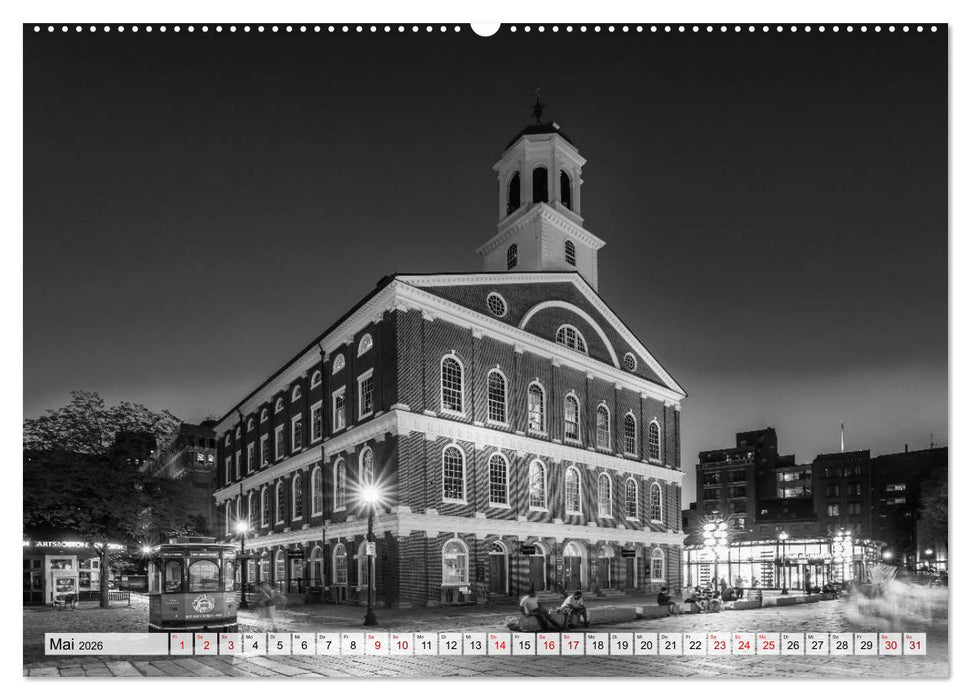 BOSTON Monochrome Stadtansichten (CALVENDO Wandkalender 2026)