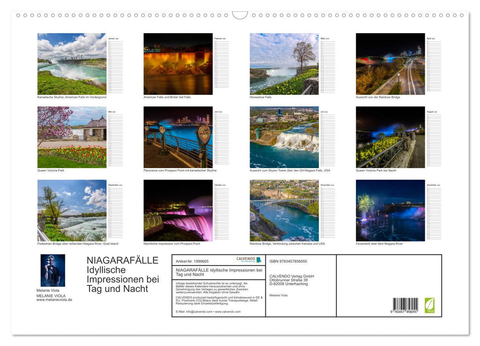 NIAGARAFÄLLE Idyllische Impressionen bei Tag und Nacht (CALVENDO Wandkalender 2026)