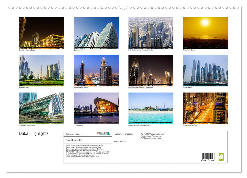 Dubai Highlights (CALVENDO Wandkalender 2026)