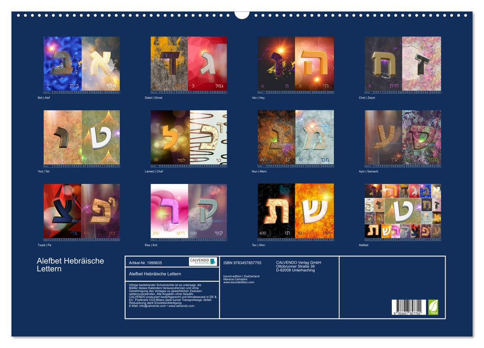 Alefbet Hebräische Lettern (CALVENDO Wandkalender 2026)