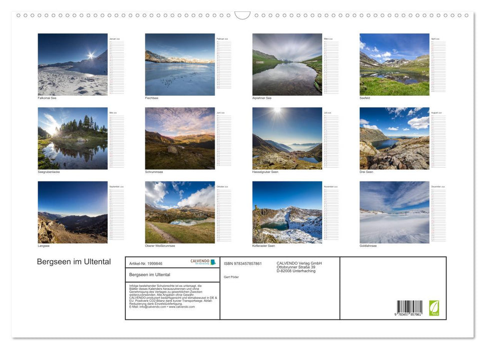 Bergseen im Ultental (CALVENDO Wandkalender 2026)