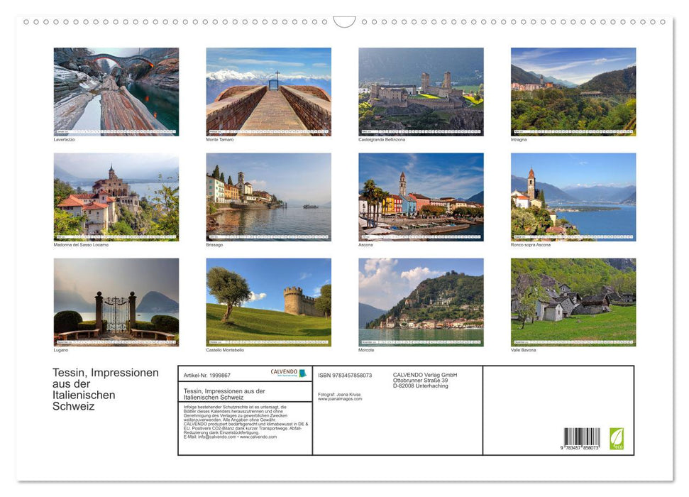 Tessin, Impressionen aus der Italienischen Schweiz (CALVENDO Wandkalender 2026)