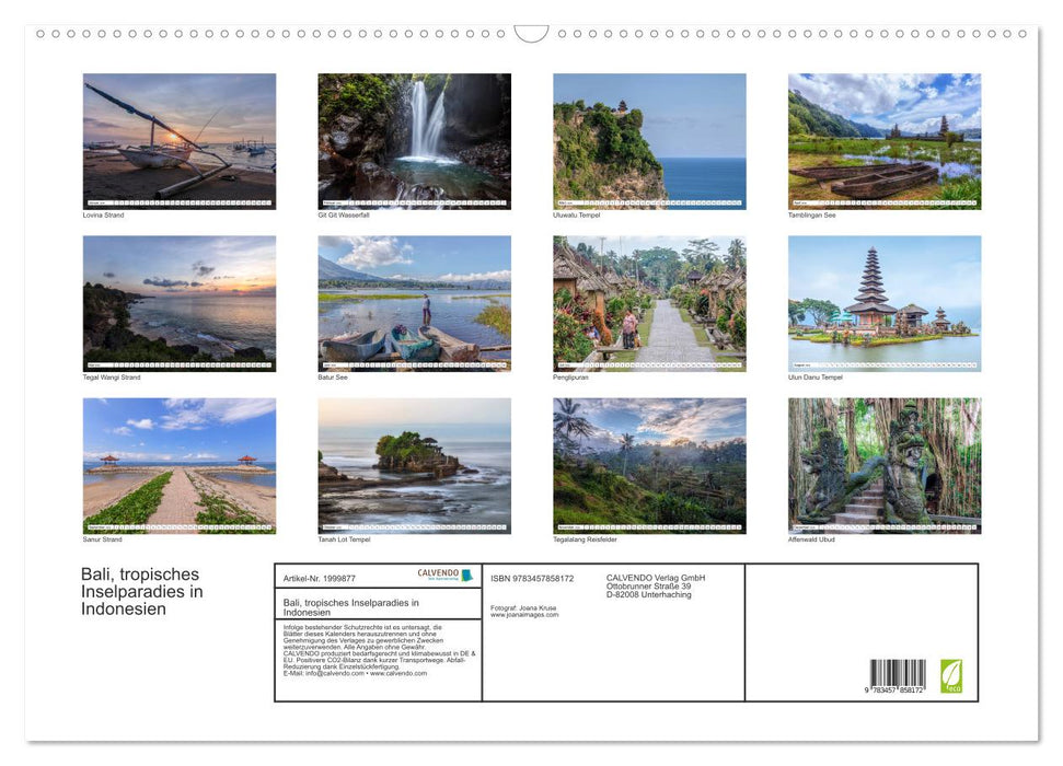 Bali, tropisches Inselparadies in Indonesien (CALVENDO Wandkalender 2026)