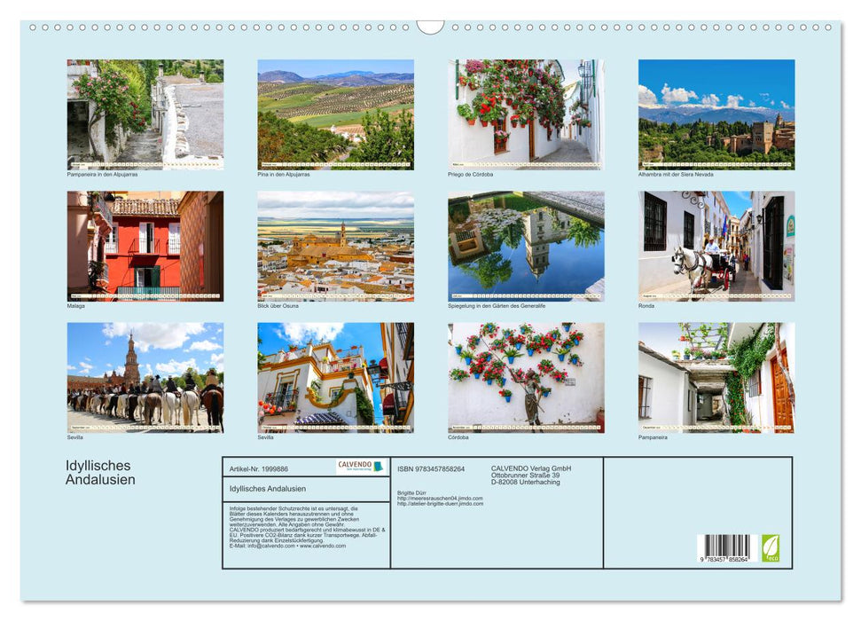 Idyllisches Andalusien (CALVENDO Wandkalender 2026)