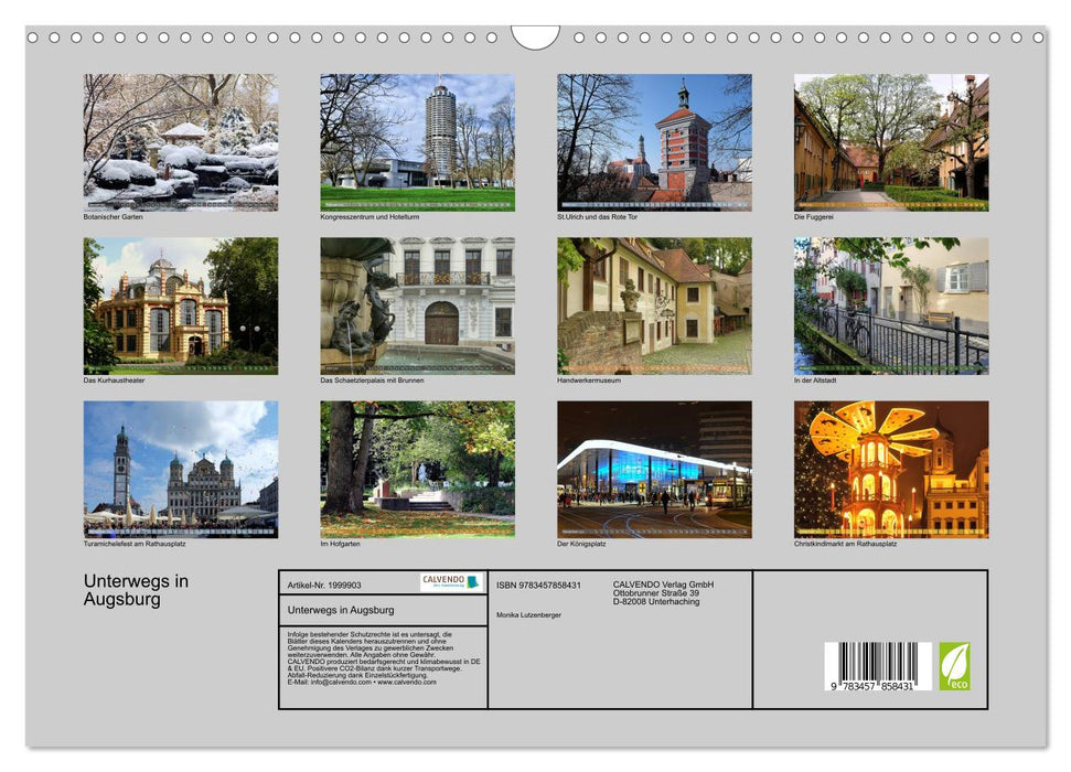 Unterwegs in Augsburg (CALVENDO Wandkalender 2026)