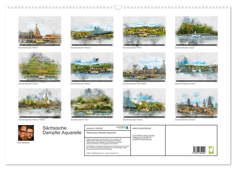 Sächsische Dampfer Aquarelle (CALVENDO Wandkalender 2026)