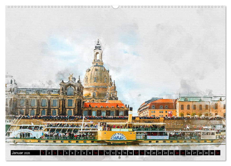 Sächsische Dampfer Aquarelle (CALVENDO Wandkalender 2026)