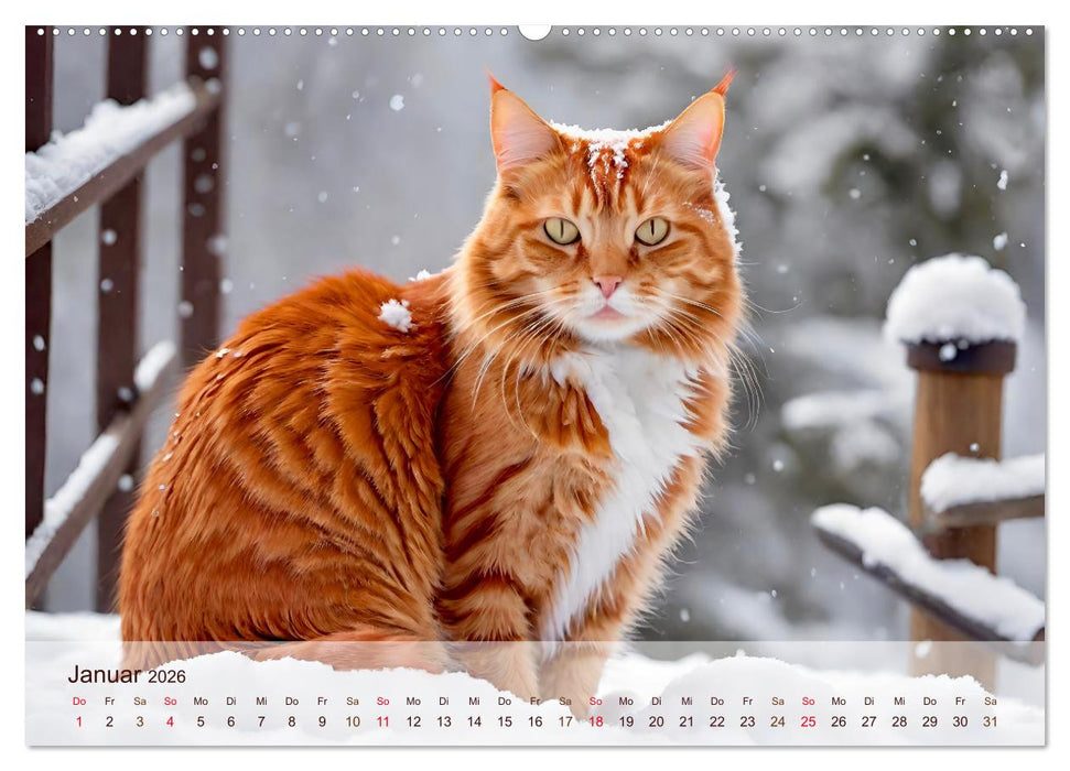 Rote Katzen (CALVENDO Premium Wandkalender 2026)