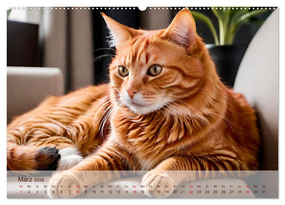 Rote Katzen (CALVENDO Wandkalender 2026)